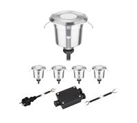Juego de 5 focos empotrables de suelo LED AGENA para exterior blanco cálido