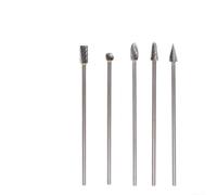 Juego de 5 fresas giratorias de carburo sólido, 100 mm de largo con vástago de 3 mm para herramientas giratorias, compatible con mini y similares (corte único)