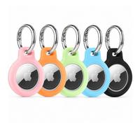 Juego de 5 Fundas de Silicona Multicolor con Llavero, compatibles con Apple AirTag Colgante, Resistentes a los arañazos para Llaves, Maletas y Mochilas (Negro, Azul, Rosa, Amarillo, Verde