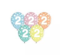 Juego de 5 globos de colores con puntos y número - 2