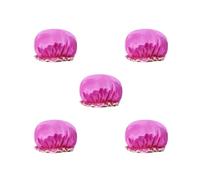 Juego de 5 gorros de dormir femeninos de doble capa para ducha, gorros gruesos multicolor para cabeza de niña, accesorios de hotel, color rojo rosa