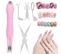 Juego de 5 imanes de ojo de gato, nuevo imán de ojo de gato rosa 3 en 1 para uñas, herramienta fácil de usar para principiantes y artistas de uñas, varios patrones creativos, no se daña fácilmente