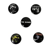 Juego de 5 insignias "DAMNED, YOUNG, HOT, LOUD AND RIFF" - Producto oficial