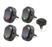 Juego de 5 interruptores basculantes LED de 12 V 30 A con funcionamiento transparente a través de LED integrado para coches, motocicletas, barcos y cuatrimotos (azul)