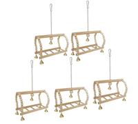 Juego de 5 jaulas de madera natural para pájaros, accesorios para jaula de pájaros, percas y puentes de cuentas para diversión aviar