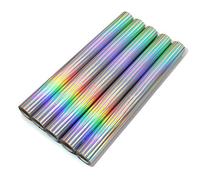 Juego de 5 láminas adhesivas brillantes, 100 x 33 cm por rollo, holograma brillante, lámina decorativa de vinilo para manualidades (arco iris)