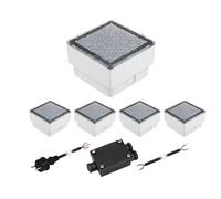 Juego de 5 LEDs adoquín CUS luz de suelo para exterior blanco frío IP67 230V