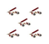 Juego de 5 lentes de ópera vintage, binoculares ópticos, lente teatro, concierto, telescopio, herramienta de visualización, resistente a la corrosión, regalos manchados, mango rojo