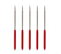 Juego de 5 limas redondas de aguja de diamante para corte industrial y reparación para cerámica, vidrio, metal, madera, plástico con mango antideslizante (5 piezas, rojo)