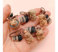 Juego de 5 llaveros 3D de dibujos animados Capybara de resina de dibujos animados con diseño de animales, accesorio de moda para mochila y decoración de teléfono