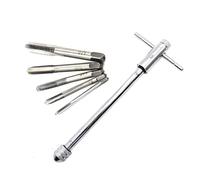 Juego de 5 llaves de trinquete ajustables para grifos HSS para M5, M6, M8, mango en T, acero forjado, diseño compacto para bricolaje y uso en taller