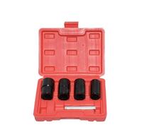 Juego de 5 llaves de vaso para extracción de pernos rotos, material CR-MO con tamaños de 17-22 mm, incluye caja de almacenamiento de polietileno