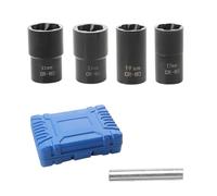 Juego de 5 llaves de vaso resistentes con estuche de almacenamiento para extraer sujetadores redondeados de vehículos con varilla perforadora de deriva