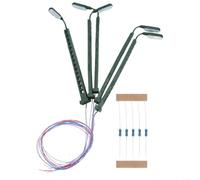Juego de 5 luces de mástil de celosía de calibre N para modelos de ferrocarriles, incluye resistencias de serie seguras de 3 V, LED, iluminación blanca brillante, piezas de plástico