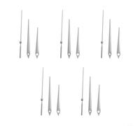 Juego de 5 manecillas de reloj de aluminio, repuesto de mano de reloj para piezas de reparación de reloj, juego de manecillas de reloj de pared con manecillas de hora/minuto/segundo (plateado)