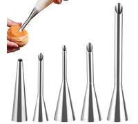 Juego de 5 mangas pasteleras de acero inoxidable para mermeladas, jeringas para mermelada, jeringa de pastelería, boquillas de acero inoxidable para rellenar mermeladas, hojaldres, donuts, panes y
