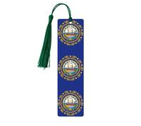 Juego de 5 marcapáginas artísticos de la bandera del estado de New Hampshire para mujeres, marcapáginas de madera con borlas, suministros de estudio