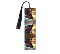 Juego de 5 marcapáginas artísticos náuticos para mujer, diseño de barco, playa, amanecer, hora del amanecer, suministros de estudio