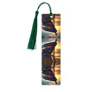 Juego de 5 marcapáginas artísticos náuticos para mujer, diseño de barco, playa, amanecer, hora del amanecer, suministros de estudio