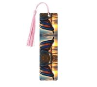 Juego de 5 marcapáginas artísticos náuticos para mujer, diseño de barco, playa, amanecer, hora del amanecer, suministros de estudio