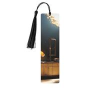 Juego de 5 marcapáginas de madera de doble cara para habitación encantadora, hermoso ambiente impreso con borlas, marcadores de libros de madera natural para leer, adultos, mujeres, hombres, regalos