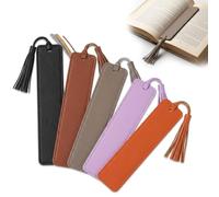 Juego de 5 marcapáginas de piel con cuerda de cuero, marcador multicolor de piel, cosido clásico, estilo retro, regalo para los amantes de los libros, lectores y escritores