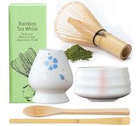 Juego de 5 matcha, juego de escoba matcha con batidor de matcha, cuenco de cerámica para cucharadita de varillas, accesorio japonés para la ceremonia matcha, juego perfecto para la preparación