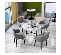 Juego de 5 mesas de comedor y sillas para balcón, mesa redonda de mármol, mesa de recepción de hotel, sala de estar, mesa nórdica y silla, combinación de estilo retro, oficina, biblioteca, café (gris