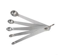 Juego de 5 mini cucharas medidoras en acero inoxidable 304 para hornear y condimentar con precisión con Tad para Dash Pinch Smidgen tamaños de gota y soporte de anillo para tarros pequeños