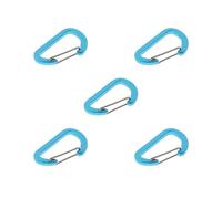 Juego de 5 mini mosquetones de aleación de aluminio para exteriores en forma de D Quickdraw esmerilado azul claro 4 x 2,44 cm