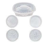 Juego de 5 moldes de resina para Halloween con colmillos, posavasos redondos para decoración del hogar de Halloween para epoxi