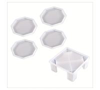 Juego de 5 moldes de silicona para almohadillas de resina, posavasos artesanales, de almacenamiento cuadrada para posavasos, molde octogonal para posavasos, plataforma de fundición , molde decorativo