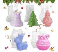 Juego de 5 moldes de velas de Navidad,Molde Velas Silicona,Moldes para Hacer Velas de Navidad,para Hacer Velas, JabóN Hecho A Mano, Velas Perfumadas, JoyeríA Artesanal
