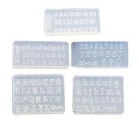 Juego de 5 moldes para arte de uñas, resina epoxi UV, letras y números, decoración de uñas, arte de uñas, moldes de silicona 3D para acrílico