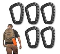 Juego de 5 mosquetones de plástico, mosquetón Negro, Juego de mosquetones de plástico, mosquetón para Exteriores, mosquetón Grande, resortes en D/5 Piezas mosquetones Grandes mosquetones de plástico