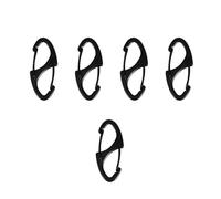 Juego de 5 mosquetones en Forma de S, Mini Apertura Doble, Llavero de Aluminio, para Exteriores, Viajes, Pesca, Camping, Senderismo (Negro) Montañismo Y Camping Herramientas De Escalada