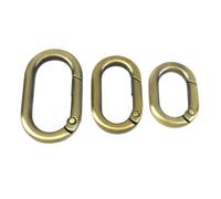 Juego de 5 mosquetones ovalados con resorte y anillo en O - Hebilla metálica abatible, gancho for correa de bolso, llavero y colgante(Brass,25mm)