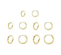 Juego de 5 pares de pendientes de aro de oro para mujer, hipoalergénicos, pendientes de aro pequeños y gruesos, para múltiples piercings, diámetro interior de 6/8/10/12/14 mm