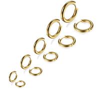 Juego de 5 pares de pendientes dorados de acero inoxidable para hombre y mujer, de 8 a 16 mm, acero inoxidable
