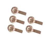 Juego de 5 pasadores decorativos para el pelo con caras redondas cubiertas de tela para sujetar pequeñas secciones de cabello, clips de botón, clips cubiertos de tela, pasadores decorativos, clips