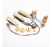 Juego de 5 pastilla SSS Alnico precableado para guitarras eléctricas estilo Fender Stratocaster, con ollas de eje de latón, interruptor de 5 vías, conector de salida y perillas para guitarras