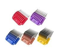 Juego de 5 peines guía de acero inoxidable for cuchillas desmontables de 3-16 mm, compatibles con cortadoras Andis, Oster A5 y Wahl KM Series.