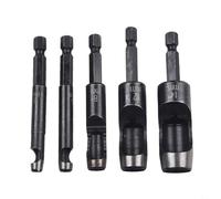 Juego de 5 perforadores huecos de cuero con adaptador de vástago hexagonal para vinilo, plástico, goma y materiales de juntas, perforación de agujeros de 5 14 mm, acero al carbono