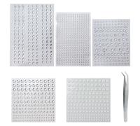 Juego de 5 piedras preciosas, gemas faciales, pegatinas de estrás con purpurina, autoadhesivas, con 1 pinzas de acero inoxidable, tatuajes temporales para cara, ojos, joyas de cristal, piedras