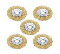 Juego de 5 piezas cepillos banco alambre 4 pulgadas, acero chapado en latón, con orificio for eje 5/8