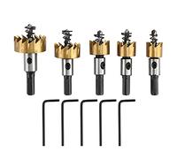 Juego de 5 piezas de abridores de orificios de corte rápido en HSS, precisos y más seguros, para taladrar aluminio; kit de sierras de carburo para goma, plástico, PVC y metales