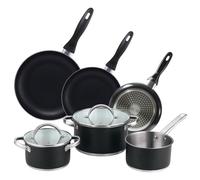 Juego de 5 piezas de cocina con diámetros de 16, 20 cm con tapas + Juego de sartenes con diámetros de 16, 20 cm hechos de aluminio prensado por San