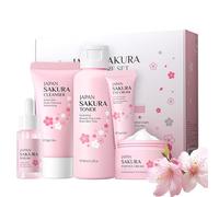 Juego de 5 piezas de cuidado de la piel de Sakura, regalos para adolescentes, niñas, juego de cuidado de la piel con flor de cerezo, juego de regalo para niñas, mujeres, madre, hija, cumpleaños