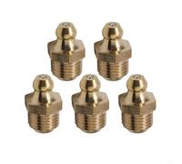 Juego de 5 piezas de grasa lubricante de latón M10 x 1 mm para 5 unidades | Para juego de 5 unidades, rosca M10 x 1 mm, latón inoxidable, alta dureza, larga, apta para la industria