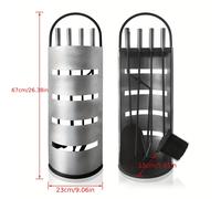 Juego de 5 piezas de herramientas para chimenea plateadas, biombo, escoba, tenazas, atizador y pala para cenizas